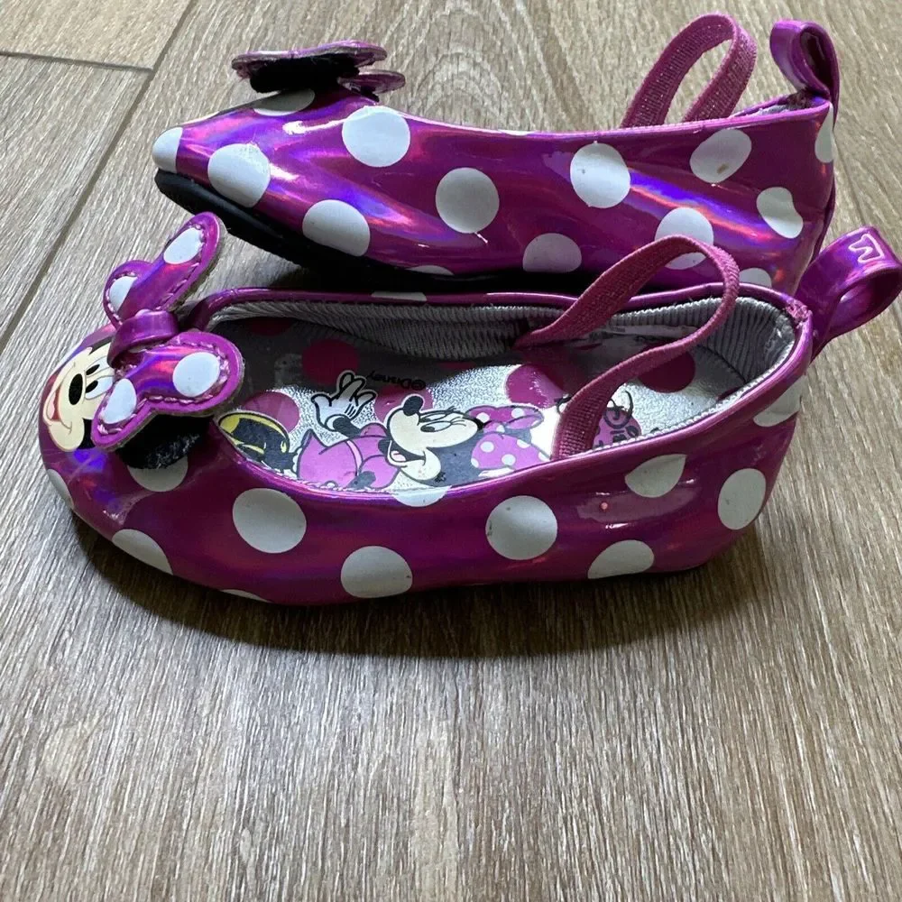 Disney Baby Minnie Mouse Shoes‎ Slip On Strap Pink Size 3 Preowned
